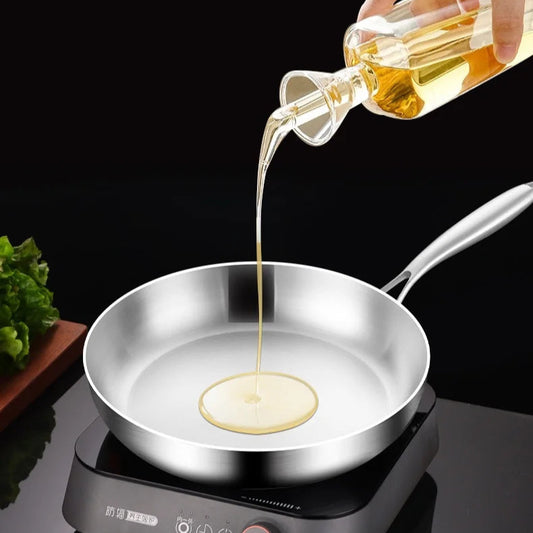 Premium 316 Stainless Steel Frying Pan Wok – Non-Stick, Uncoated, 7-Ply Skillet