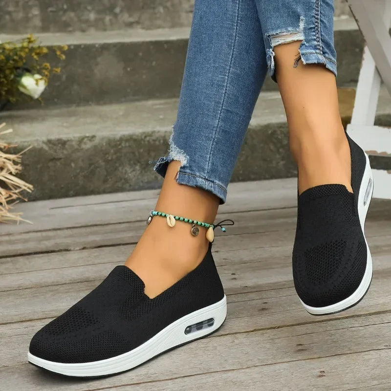 Women's Trainers Slip On Air Cushion Arch Support Memory Foam Walking Sneakers