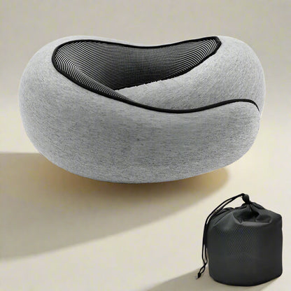 Memory Foam U-Shaped Travel Neck Pillow – Snail Style Portable Support Carry Bag