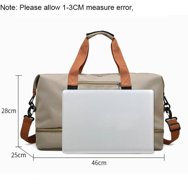 Waterproof Gym Duffle Bag – Dry/Wet Separation, Carry-On Weekender Bag