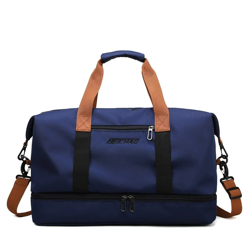 Waterproof Gym Duffle Bag – Dry/Wet Separation, Carry-On Weekender Bag