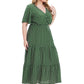 Plus Size Polka Dot V-Neck Boho Maxi Dress