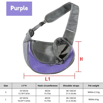 Dog Sling Carrier Backpack – Breathable Mesh Crossbody Bag for Dogs & Cats