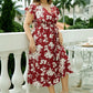 Plus Size Boho Floral V-Neck A-Line Midi Dress