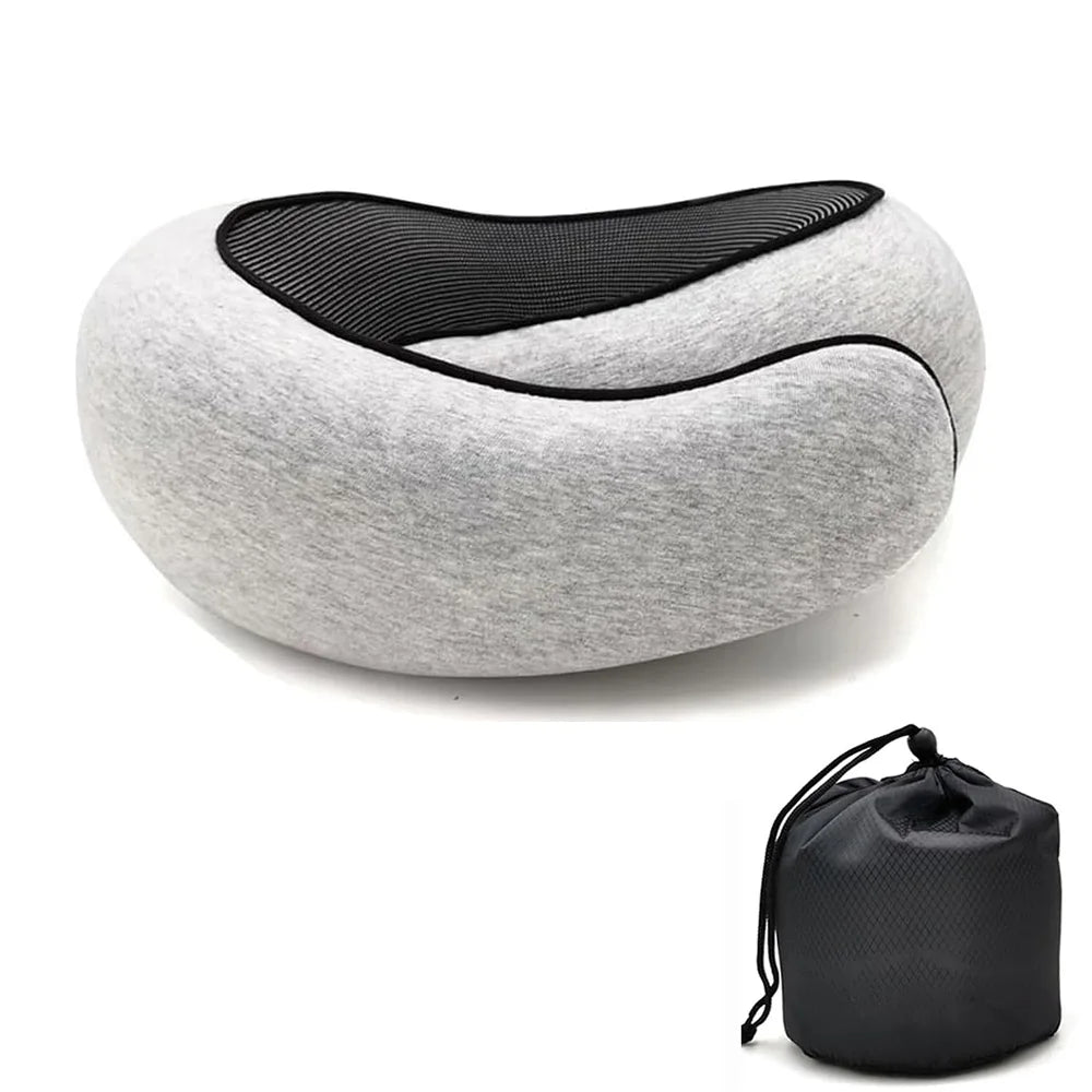 Memory Foam U-Shaped Travel Neck Pillow – Snail Style Portable Support Carry Bag