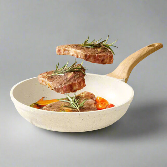 Medical Stone Ceramic Cookware for Gas & Induction - Non-Stick Wok Frying Pan