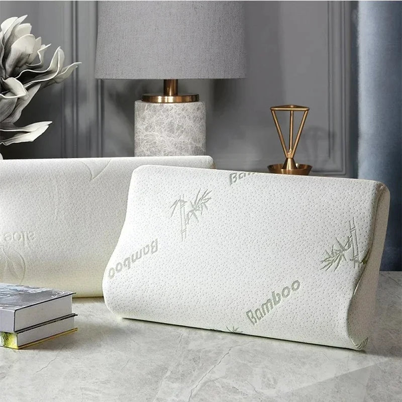 Orthopedic Bamboo Fiber Memory Foam Pillow – Neck Support and Comfort