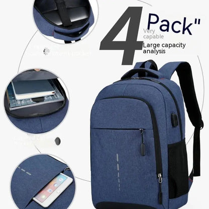 Large Capacity Travel Backpack Oxford Fabric Laptop Bag with USB Charging Port