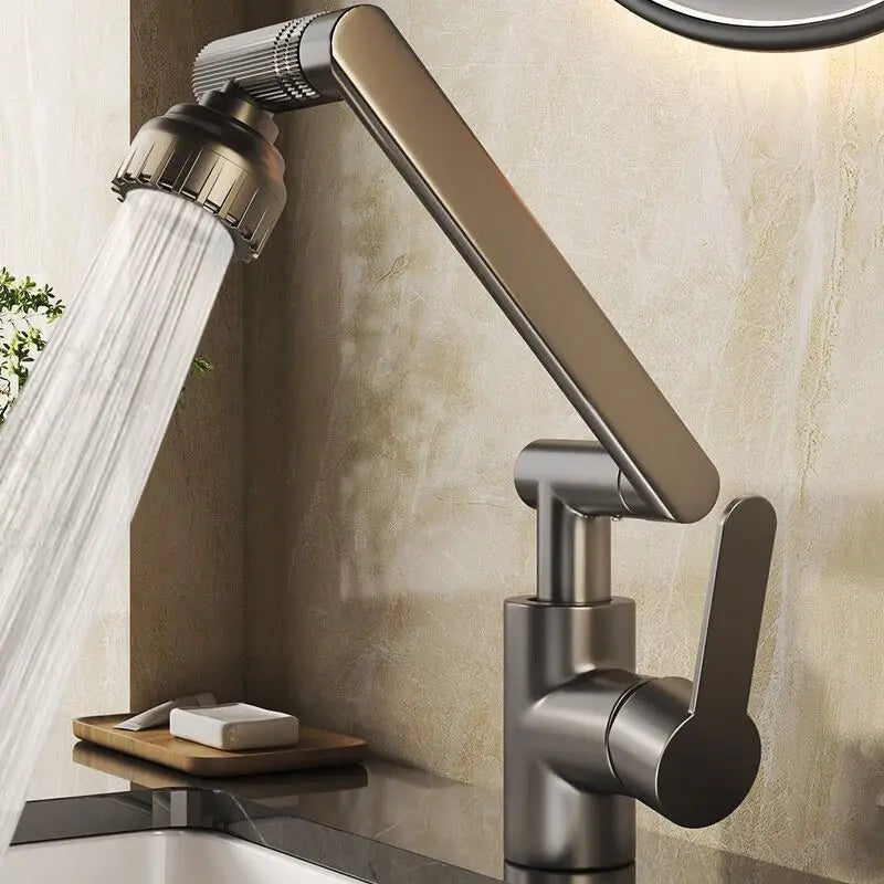 Rotating Robotic Arm Bathroom Tap –  360° Swivel Mixer Faucet for Basin & Sink