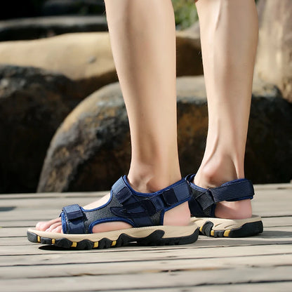 Men’s Thick-Soled Summer Sandals – Open-Toe Non-Slip Mesh Beach Shoes