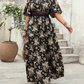 Plus Size Boho Floral Maxi Dress – Elegant Square Neck | Knot Front