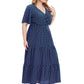 Plus Size Polka Dot V-Neck Boho Maxi Dress
