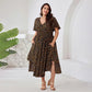 Plus Size Boho Floral Maxi Dress with Pockets