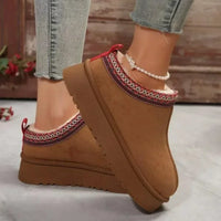 Women's Tazz-Style Platform Slippers – Faux Suede Fur-Lined Winter Slip-On Boots