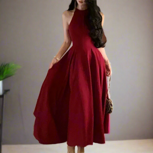 Elegant Sleeveless A-Line Midi Dress – Summer Solid Colour Dress  Parties & Birthdays